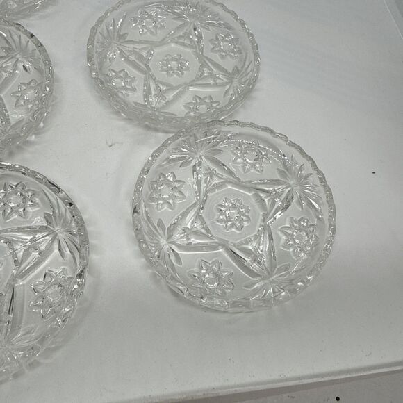 SET OF 6 VTG ANCHOR HOCKING PRESCUT CLEAR GLASS COASTERS SCALLOPED - Picture 4 of 4